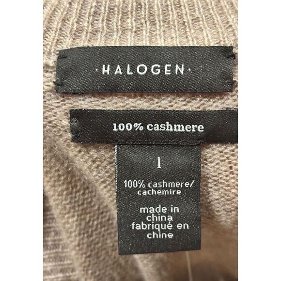 Halogen 100% Cashmere Sweater in Taupe NWT Size Large - Picture 3 of 4